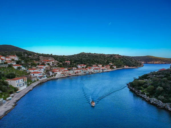 Prachtig Uitzicht Vanuit Lucht Ierakas Gerakas Een Pittoresk Vissersdorpje Laconia — Stockfoto