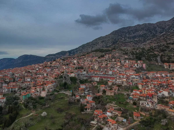 Aerial View Picturesque Village Arachova Boeotia Greece — Stock Photo, Image