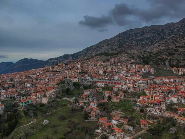 Vue Aérienne Village Pittoresque Arachova Boeotia Grèce — Photo