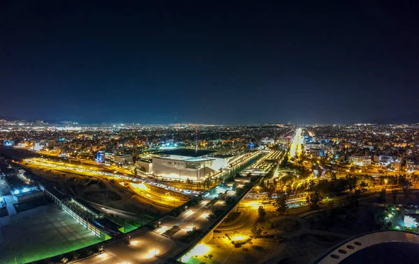 Vista Aérea Del Sur Atenas Por Noche Centrado Fundación Stavros —  Fotos de Stock