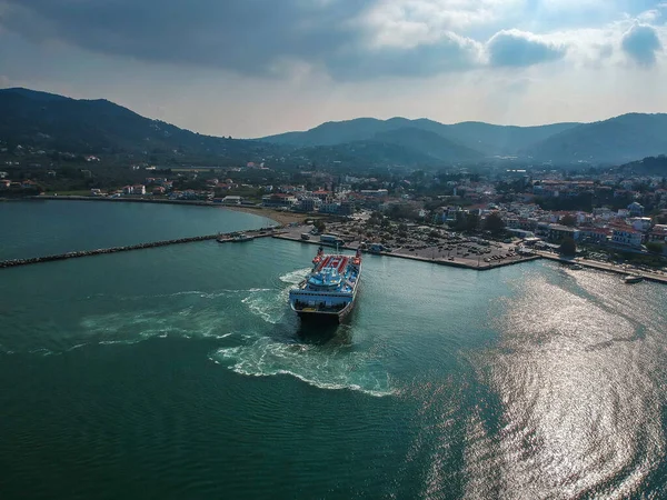 Expressz Skiathos Komphajó Hellenic Seaways Cég Érkezik Kikötő Skopelos Sziget — Stock Fotó