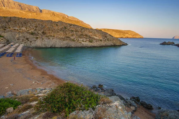Vista Famosa Playa Rocosa Melidoni Isla Citira Atardecer Increíble Paisaje — Foto de Stock