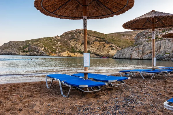 Vista Famosa Playa Rocosa Melidoni Isla Citira Atardecer Increíble Paisaje — Foto de Stock