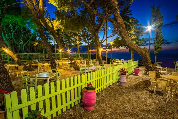 Beautiful Decorated Restaurants Cafeterias Chora Old Village Alonissos Island Greece — Fotografia de Stock