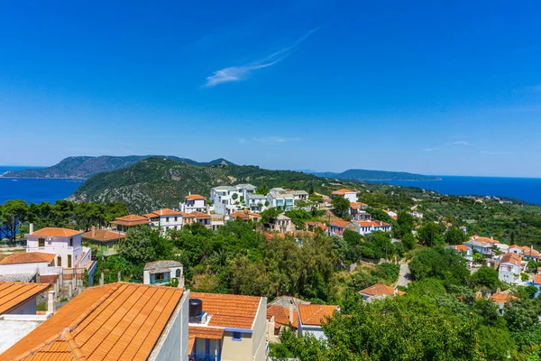 Bela Paisagem Antiga Aldeia Chora Ilha Alonissos Grécia Edifícios Arquitetônicos — Fotografia de Stock