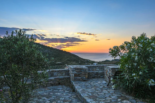 Letecký Panoramatický Výhled Staré Vesnice Chora Alonissos Ostrov Řecko Tradiční — Stock fotografie