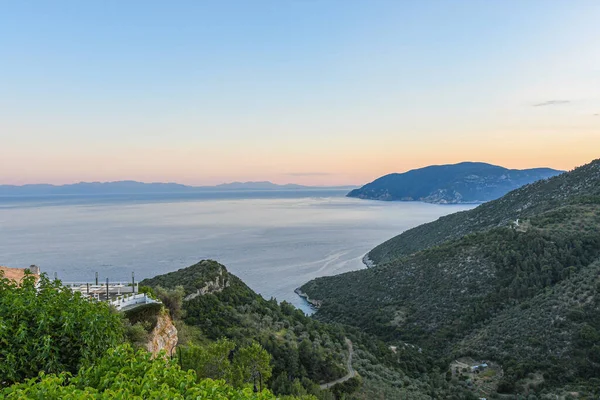 Vista Panorámica Aérea Desde Antiguo Pueblo Chora Alonisos Isla Grecia — Foto de Stock