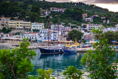 The beautiful seaside town of Patitiri, in Alonissos island, Greece, Europe