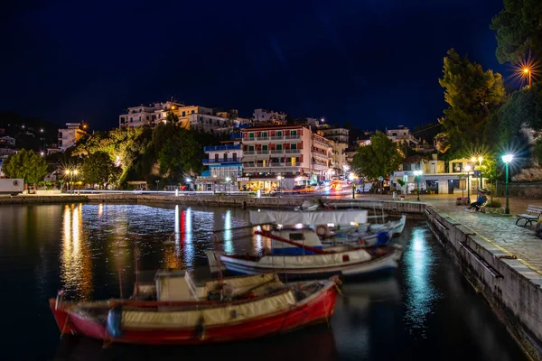 Night View Beautiful Seaside Town Patitiri Alonissos Island Greece Europe — Stock fotografie