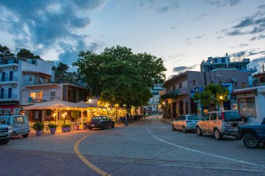 Night view of the beautiful seaside town of Patitiri, in Alonissos island, Greece, Europe