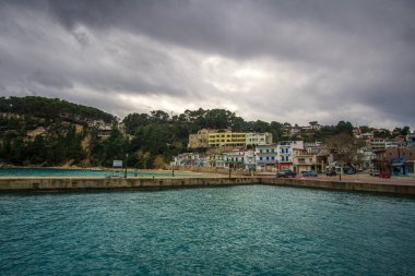 The beautiful Winter view of the beautiful seaside town of Patitiri, in Alonissos island, Greece, Europe