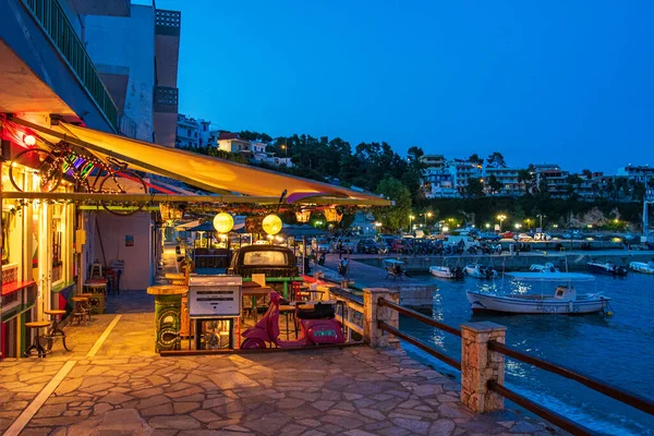 Night View Beautiful Seaside Town Patitiri Alonissos Island Greece Europe — Stockfoto