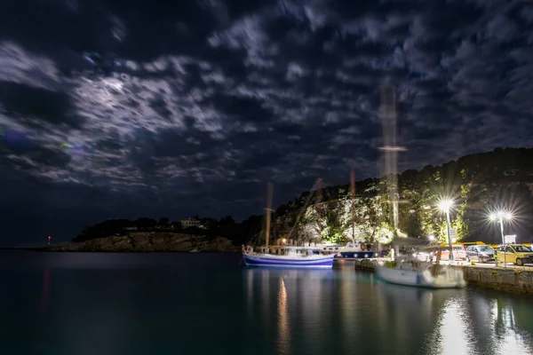 Night View Beautiful Seaside Town Patitiri Alonissos Island Greece Europe — ストック写真