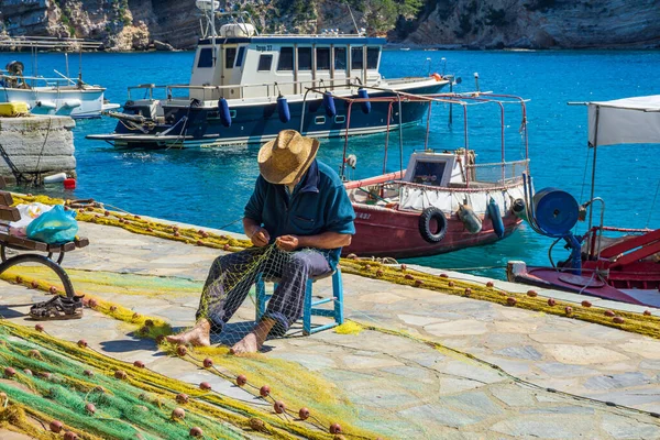 Barcos Pesca Tradicionales Pintoresco Puerto Patitiri Isla Alonnisos Esporadas Grecia — Foto de Stock