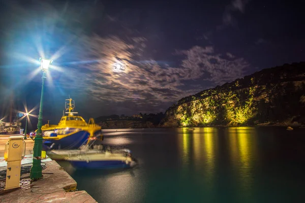 Нічний Вид Чудове Приморське Місто Патірі Острові Алонісос Греція — стокове фото