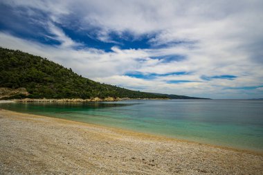 Scenic view at the rocky beach Leftos Gialos in Alonissos island, Sporades, Greece, Europe
