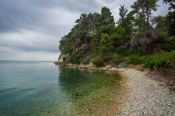Panoramiczny Widok Plażę Chrysi Milia Wyspie Alonnisos Grecja Europa — Zdjęcie stockowe
