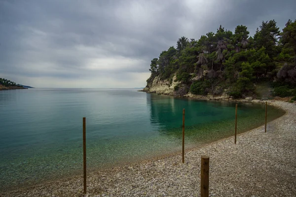 Vista Panorâmica Praia Chrysi Milia Ilha Alonnisos Grécia Europa — Fotografia de Stock