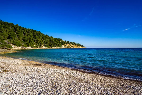 Vista Panorâmica Praia Chrysi Milia Ilha Alonnisos Grécia Europa — Fotografia de Stock