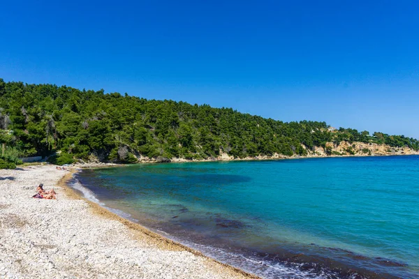 Vista Panorâmica Praia Chrysi Milia Ilha Alonnisos Grécia Europa — Fotografia de Stock