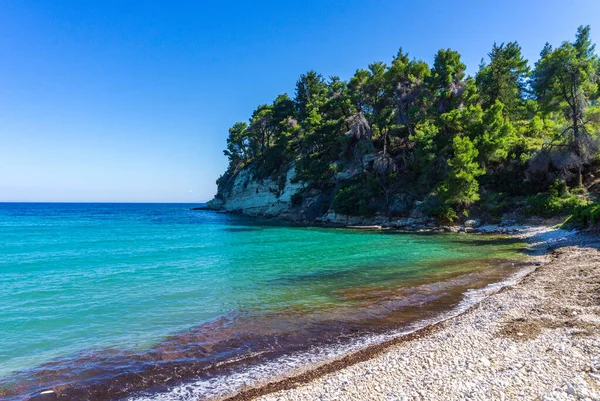 Panoramiczny Widok Plażę Chrysi Milia Wyspie Alonnisos Grecja Europa — Zdjęcie stockowe