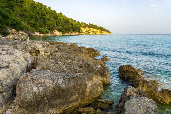 Vista Panorâmica Praia Chrysi Milia Ilha Alonnisos Grécia Europa — Fotografia de Stock