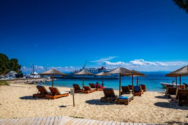 Summer scenery view from Koukounaries beach in Skiathos island, Sporades, Greece