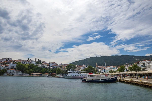 Gyönyörű Kilátás Tengerre Közel Skiathos Kikötő Skiathos Sziget Sporades Görögország — Stock Fotó