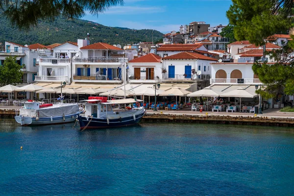 Beautiful View Islet Bourtzi Small Peninsula Port Skiathos Island Sporades — 스톡 사진