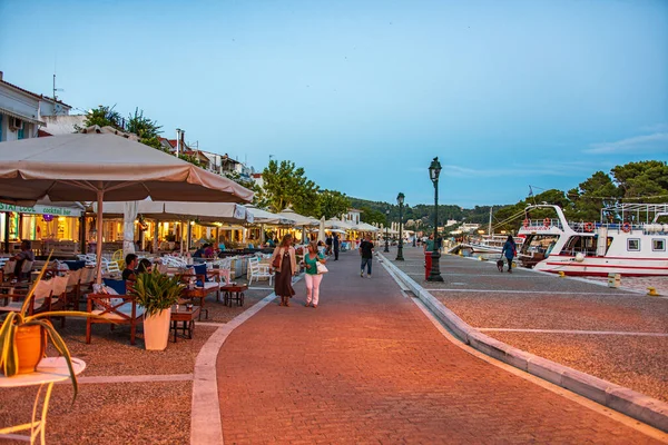 Beautiful Seaside View Skiathos Port Sunset Skiathos Sporades Greece — Stock fotografie