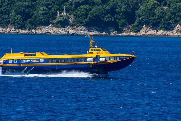Barco Golfinho Voador Rato Companhia Aegean Chega Ilha Skiathos Sporades — Fotografia de Stock