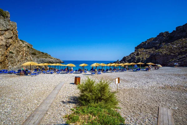 Beautiful Pebbled Beach Chalkos Kythera Amazing Scenery Crystal Clear Water — Fotografia de Stock