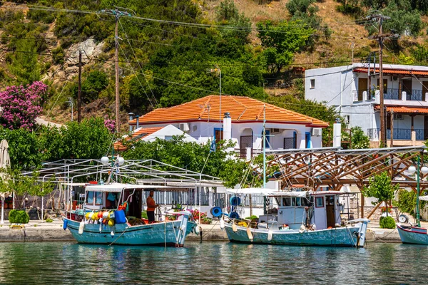 Tradycyjne Drewniane Łodzie Rybackie Zachodniej Wyspie Alonissos Sporades Grecja — Zdjęcie stockowe