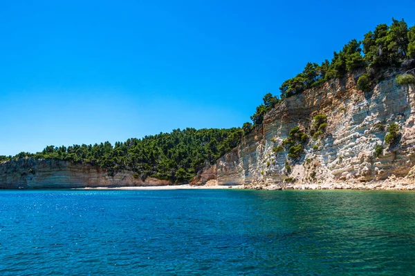 Vista Incrível Praia Spartines Durante Barco Ilha Alonissos Sporades Grécia — Fotografia de Stock