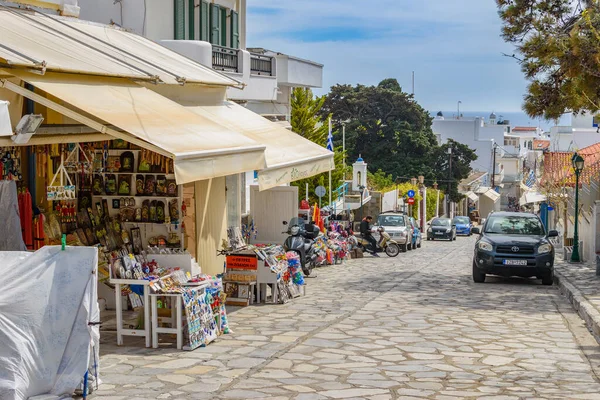 Urban View Tinos Island Narrow Cobbled Streets Gift Shops Selling — Stock fotografie