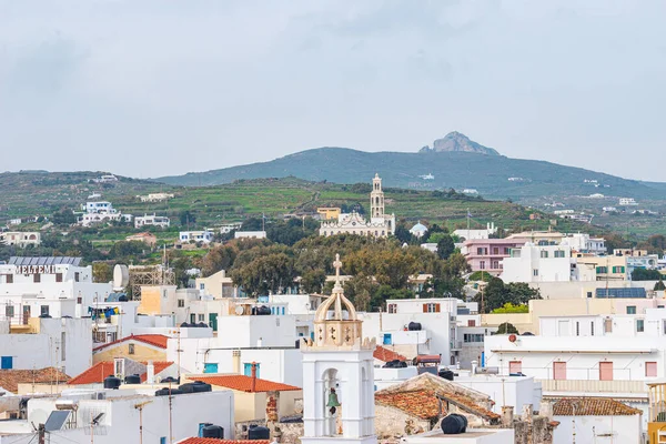 Veduta Urbana Della Città Chora Nell Isola Tinos Intorno Porto — Foto Stock