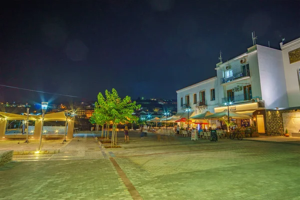 Urban Night View Beautiful Seaside City Pylos Located Western Messenia — Foto de Stock