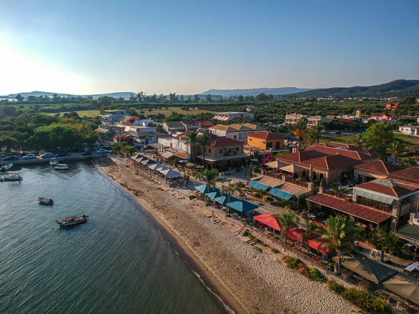 Vista Aérea Panorámica Ciudad Costera Gialova Bahía Navarino Uno Los —  Fotos de Stock