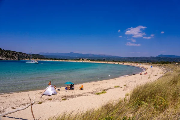 Beautiful Summer Scenery Voidokoilia Beach Romanos Area Messenia Peloponnese Greece — Stok Foto