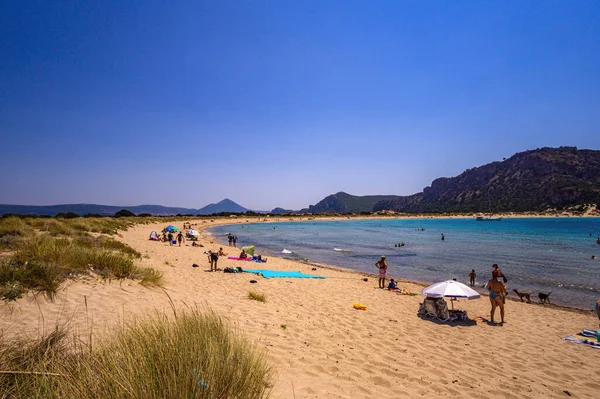 Beautiful Summer Scenery Voidokoilia Beach Romanos Area Messenia Peloponnese Greece — Foto de Stock