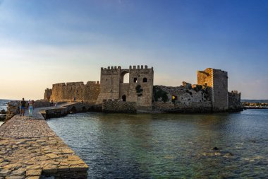 Inside the Archaeological site of Methoni Castle. Built by the Venetians in the early 13th century, it is the biggest and largest in Mediterranean, Europe.