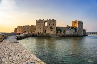 Inside the Archaeological site of Methoni Castle. Built by the Venetians in the early 13th century, it is the biggest and largest in Mediterranean, Europe.