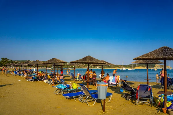 Summer View Famous Beach Methoni Town Messinia Region Peloponnese Greece — стоковое фото