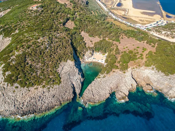 Aerial View Iconic Beach Glossa Voidokilia Beach Romanos Area Messenia — Photo