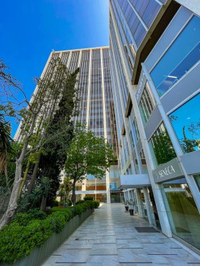 The iconic tower of Athens, Greece. It is the tallest structure in Metropolitan dense populated area in Kifisias and Alexandras avenues in Attica, Greece, Europe