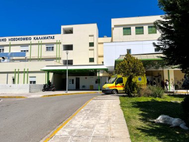 Exterior view of the General Hospital building of Kalamata city, Messenia, Greece