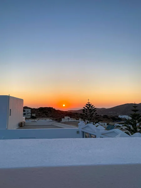 Zonsondergang Uitzicht Het Eiland Ios Cycladen Griekenland Europa — Stockfoto