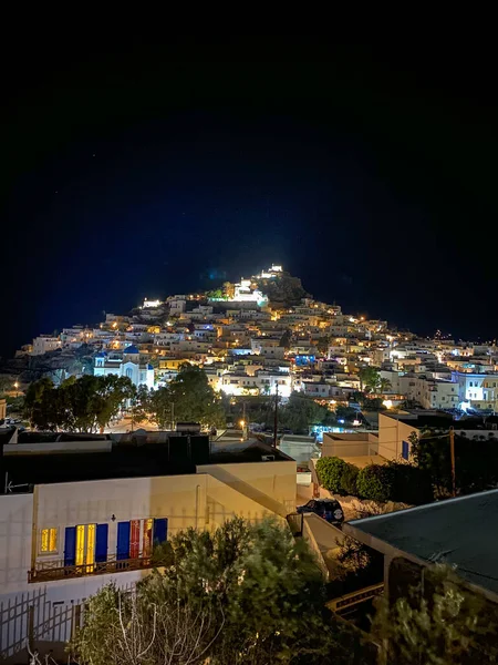 Panoramic Night View Ios Island Greece Europe — Stock Photo, Image