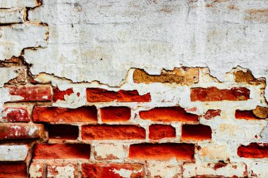 Doku, tuğla, duvar, arka plan olarak kullanılabilir. Çizik ve çatlaklarla tuğla dokusu