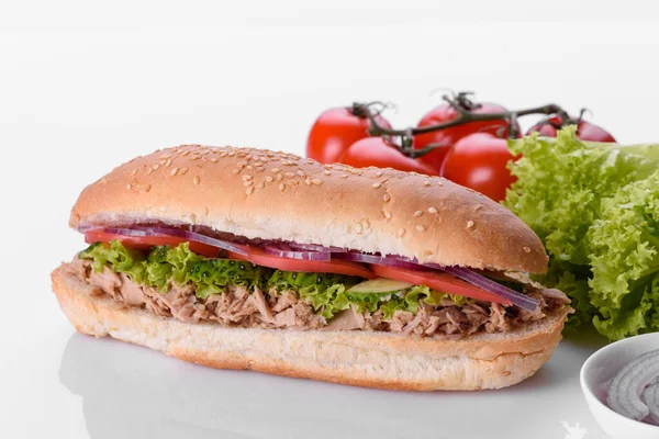 Délicieux Grill Sandwich Frais Avec Pain Fromage Viande Alimentation Malsaine — Photo